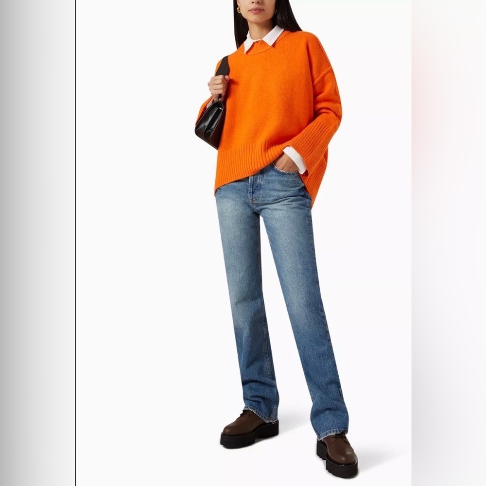 Day Birger et Mikkelsen bright Orange Crew Neck wool Sweater size S NWT